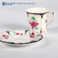 Rose Painting European Style Gorgeous Ceramic Bone China Coffee Cup Et Saucer